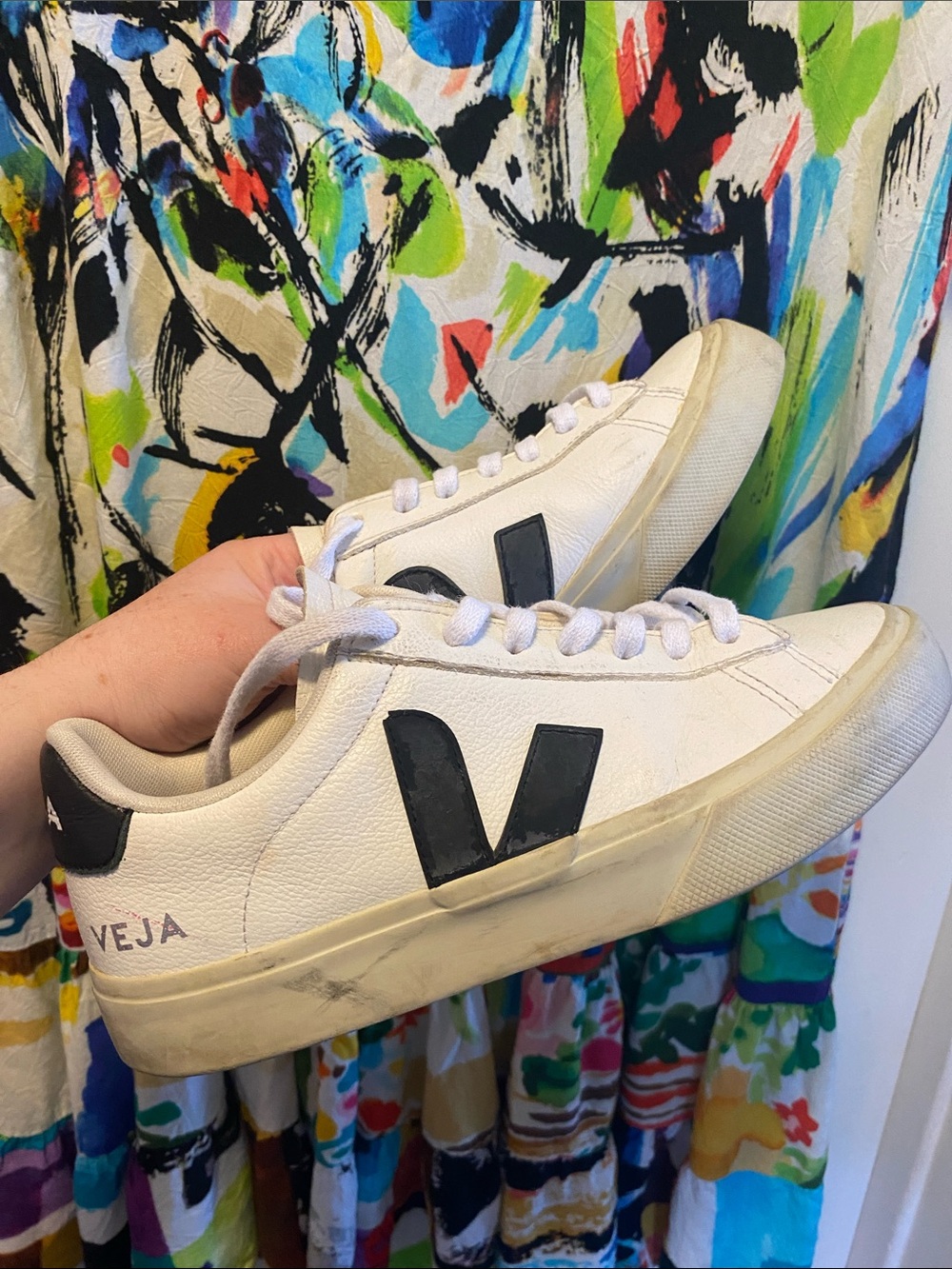 Veja White Sneakers with Black V Logo